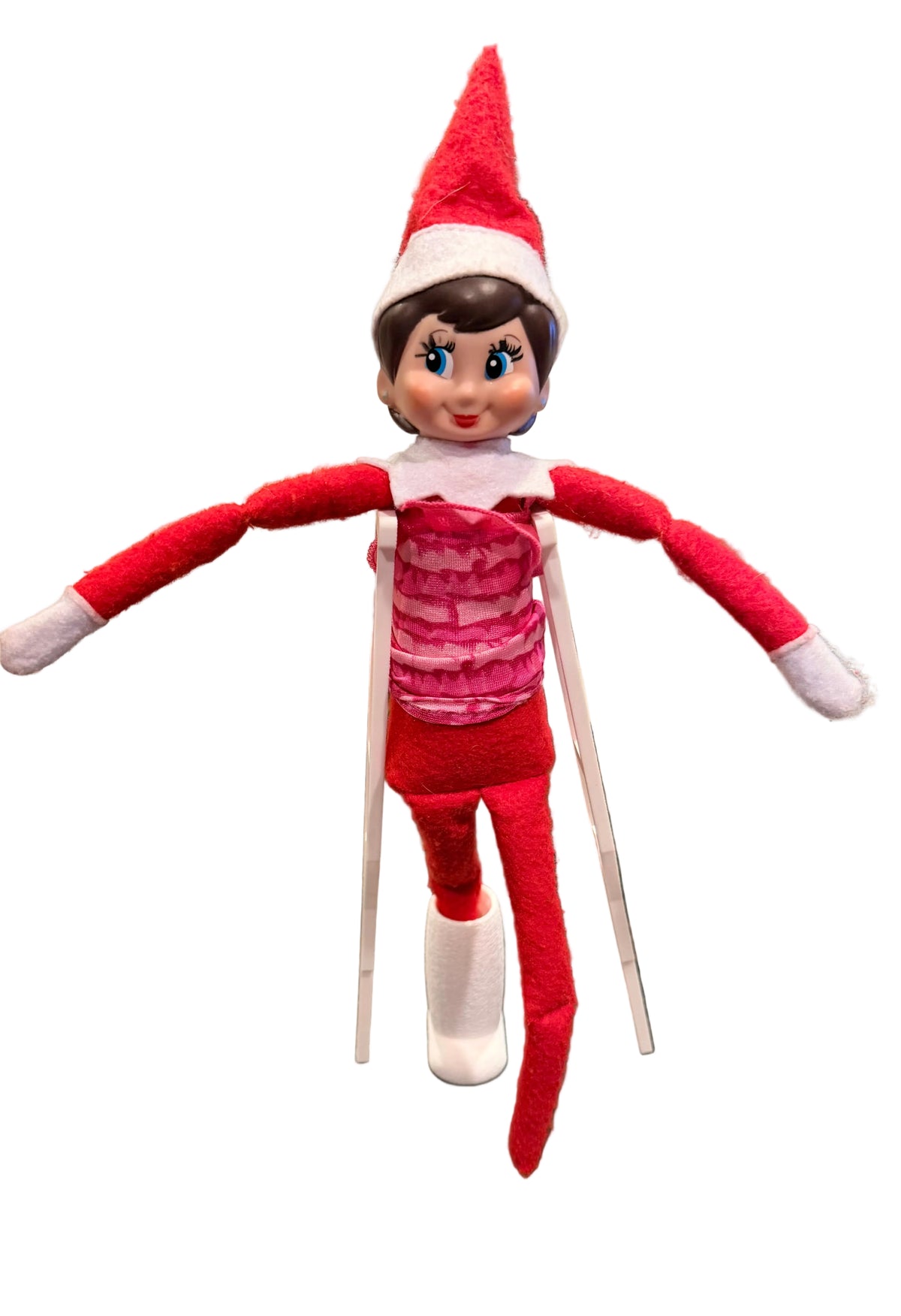 Elf crutches & cast