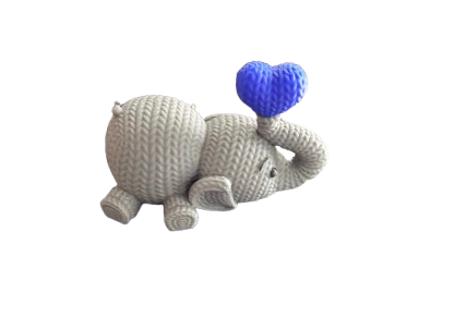 "Knitted" Elephant with Heart