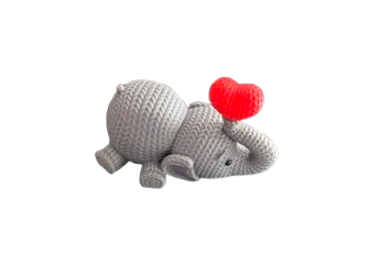 "Knitted" Elephant with Heart